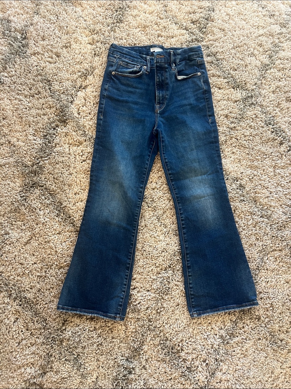 Good American Denim, high-rise, crop flare, fits size 6-12